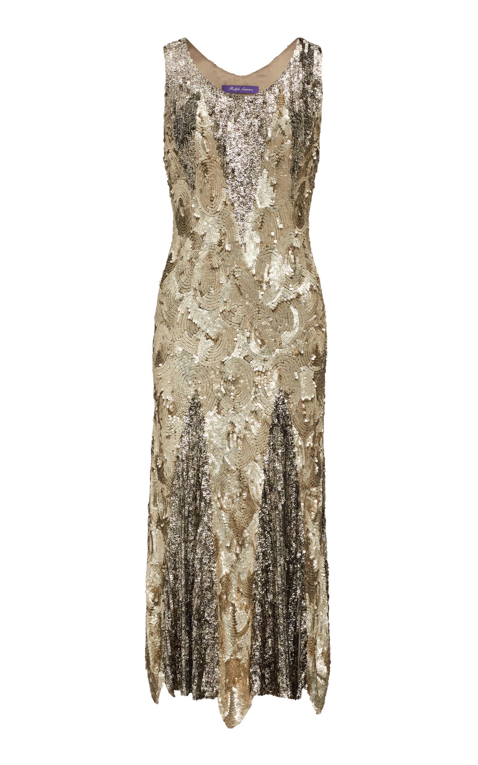 ralph lauren gold sequin dress
