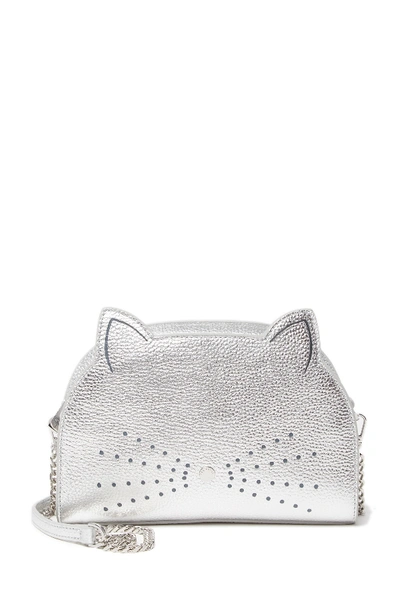 Ted Baker Kirstie Cat Leather Crossbody Bag - Grey In Silver