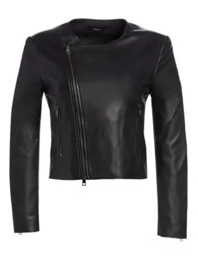 Theory Structured Leather Jacket In Black