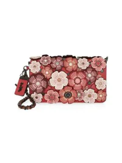 Coach 1941 Tea Rose Appliqué Leather Crossbody Bag In Washed Red