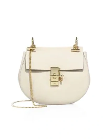 Chloé Small Drew Leather Saddle Bag In Ivory