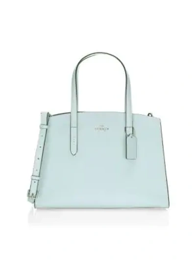 Coach Charlie Pebbled Leather Carryall Satchel In Sky