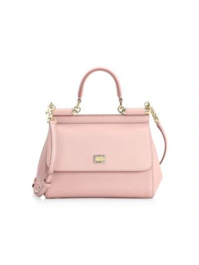 Dolce & Gabbana Small Sicily Leather Top Handle Satchel In Pink
