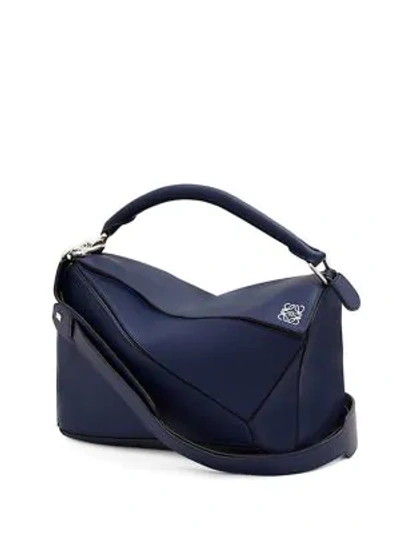 Loewe Puzzle Medium Leather Shoulder Bag In Marine