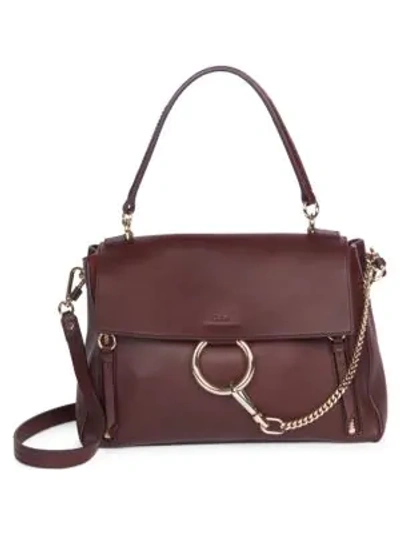 Chloé Medium Faye Leather Bag In Carbon Brown