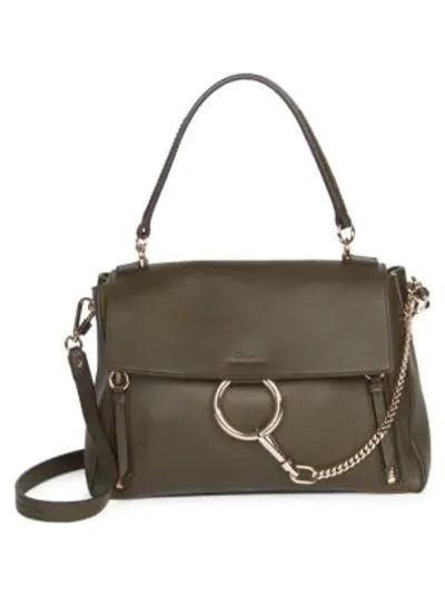 Chloé Medium Faye Leather Bag In Deep Forest