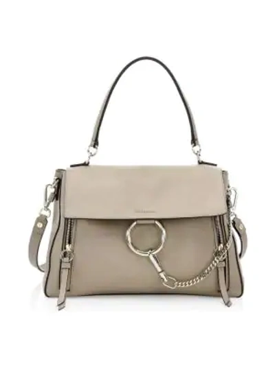 Chloé Medium Faye Leather Day Bag In Motty Grey