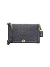 Coach Signature Monogram Coated Canvas & Leather Crossbody Bag In Navy