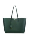 Saint Laurent Large Leather Shopper Tote In Green