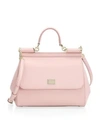 Dolce & Gabbana Large Sicily Leather Top Handle Bag In Flesh Pink