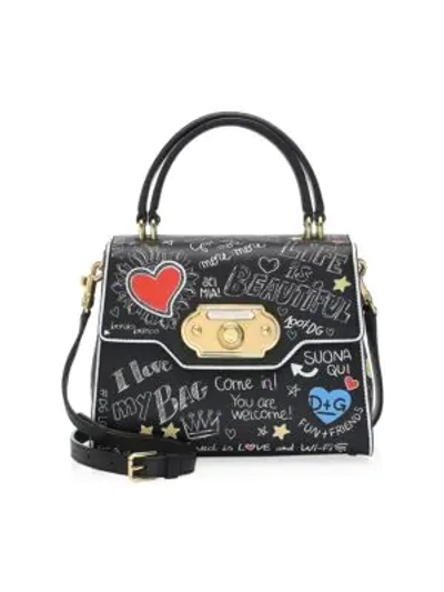 Dolce & Gabbana Graffiti Top Handle Bag In Mural Nero