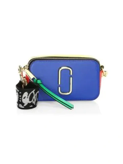 Marc Jacobs The Snapshot Coated Leather Camera Bag In Sapphire Multi