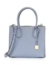 Michael Michael Kors Mercer Leather Medium Messenger In Pale Blue