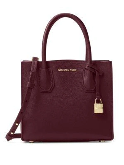 Michael Michael Kors Mercer Leather Medium Messenger In Oxblood