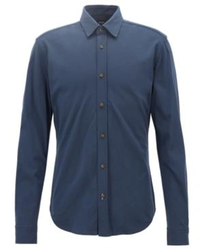 Hugo Boss Boss Men's Slim-fit Cotton Shirt In Dark Navy