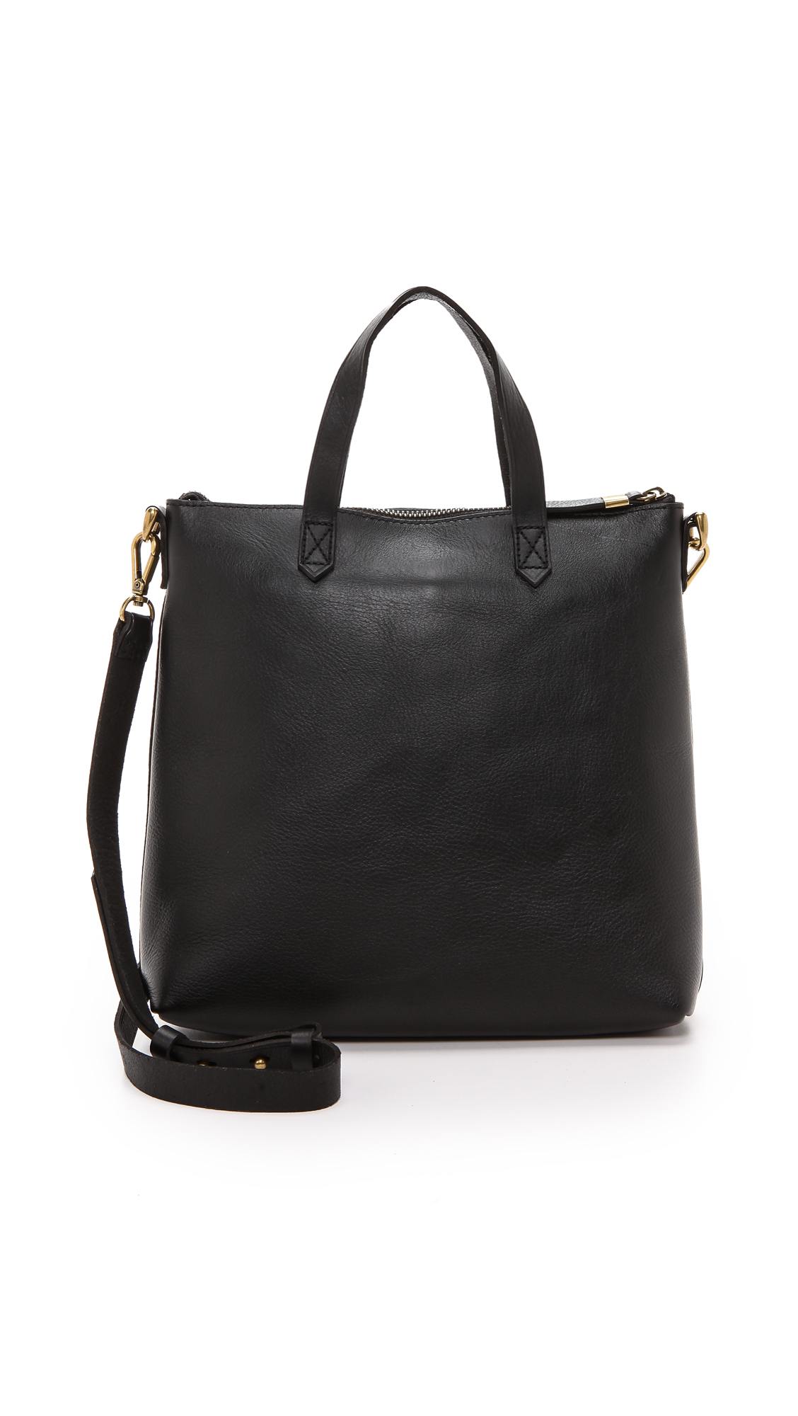 Madewell The Transport Leather Crossbody Bag Black In True Black