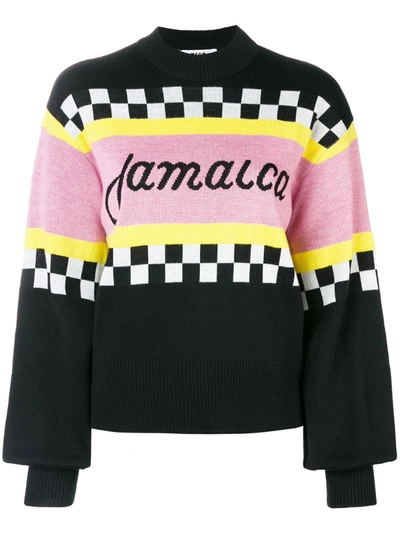 Msgm Jamaica Intarsia Sweater In Black