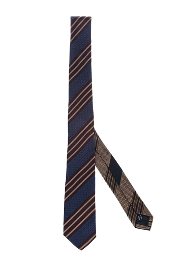 Dries Van Noten Striped Tie In Navy