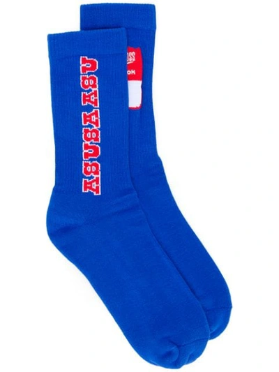 Reebok Logo Patch Socks In Blue