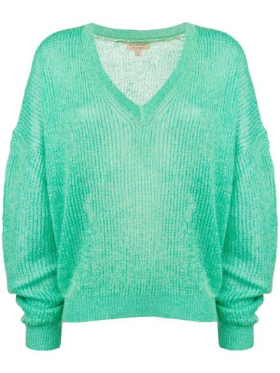 Burberry Slouchy Ribbed Knit Sweater In Green