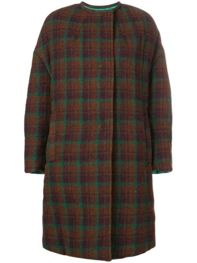 Isabel Marant Checked Oversized Coat In Brown