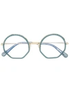Chloé Geometric Round Frame Glasses In Blue