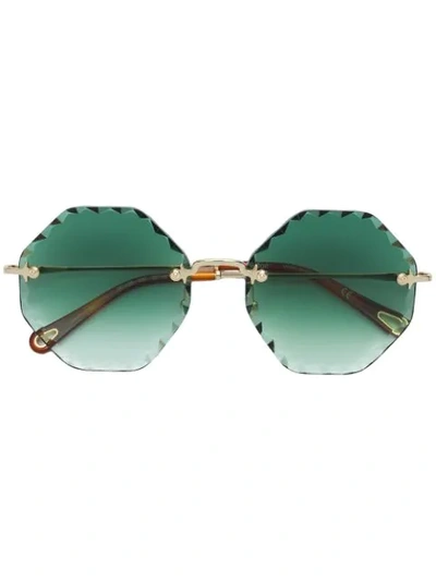 Chloé Eyewear Bevelled Edge Round Frame Sunglasses - Brown