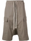 Rick Owens Drawstring Cargo Shorts - Grey