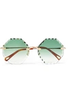 Chloé Rosie 58mm Gradient Octagonal Rimless Sunglasses In Green
