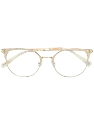 Chloé Cat Eye Frame Glasses In Metallic