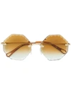 Chloé Bevelled Edge Octagonal Sunglasses In Metallic