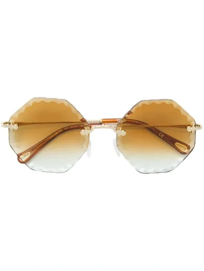 Chloé Bevelled Edge Octagonal Sunglasses In Metallic