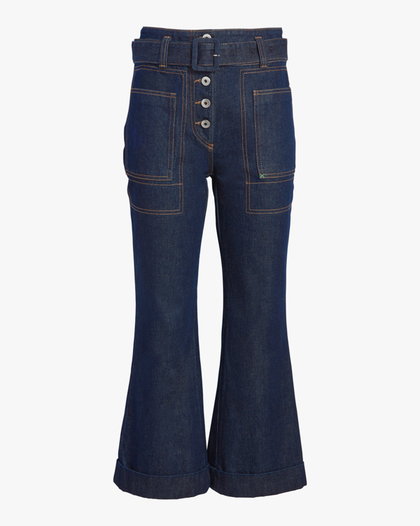 indigo cropped jeans