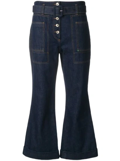 Carven High-waist Cropped Jeans In Blue