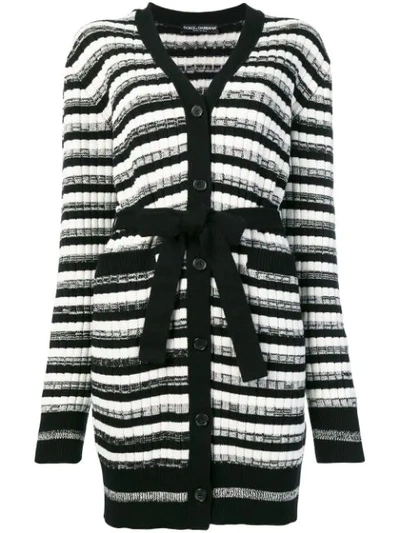 Dolce & Gabbana Belted Striped Cardigan - Black