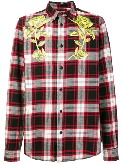 Sold Out Frvr Rose Print Plaid Shirt - Red