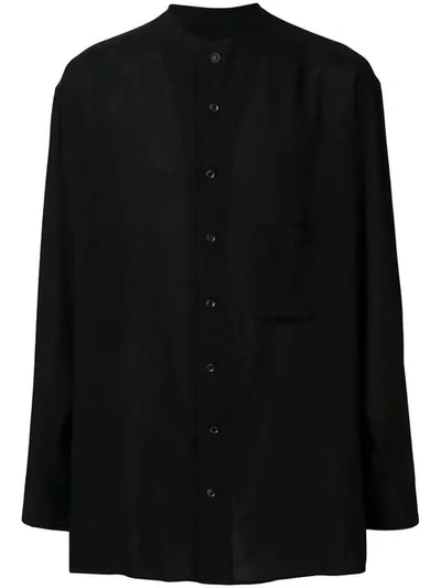 Yohji Yamamoto Mandarin Collar Shirt In Black