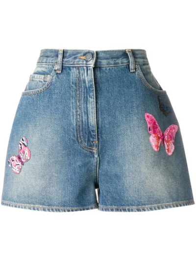 Valentino Butterflies Patchwork Shorts - Blue