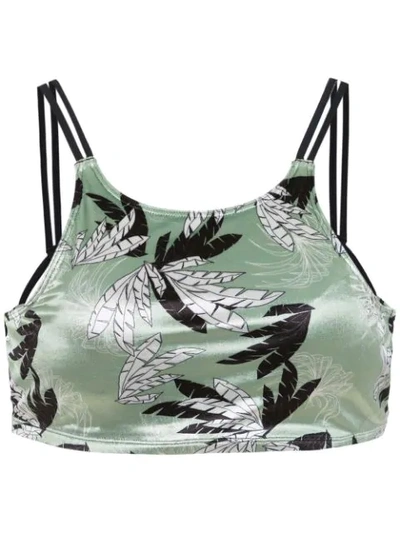 Track & Field Velvet Cropped Top In Green
