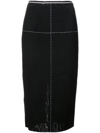 Vera Wang Stitching Detail Pencil Skirt In Black
