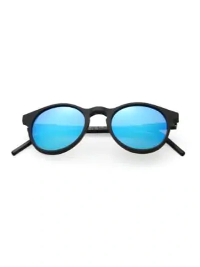 Kyme Miki 48mm Round Sunglasses In Black Blue
