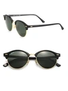 Ray Ban 51mm Round Clubmaster Sunglasses In Black