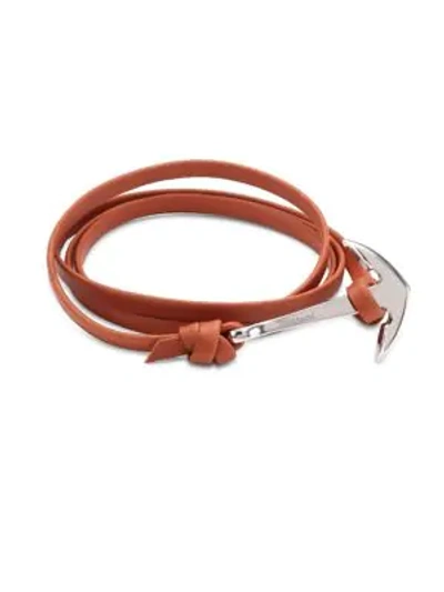 Miansai Men's Anchor Sterling Silver & Leather Bracelet In Brown