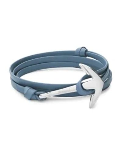Miansai Stainless Steel And Leather Anchor Bracelet In Slate