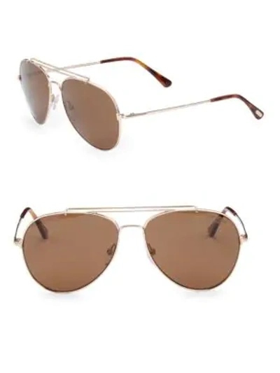 Tom Ford Georges 59mm Polarized Navigator Sunglasses In Gold
