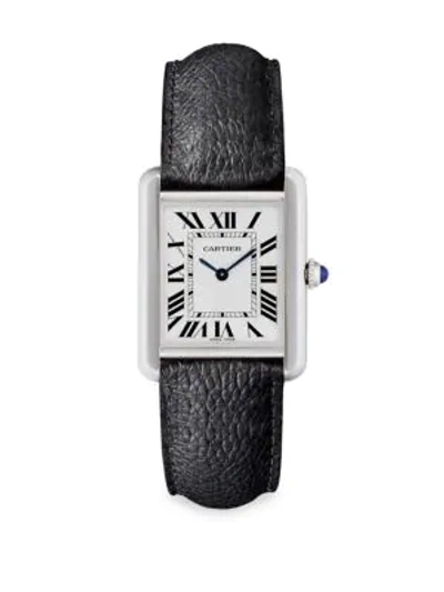 Cartier Tank Solo Small Stainless Steel & Black Leather-strap Watch