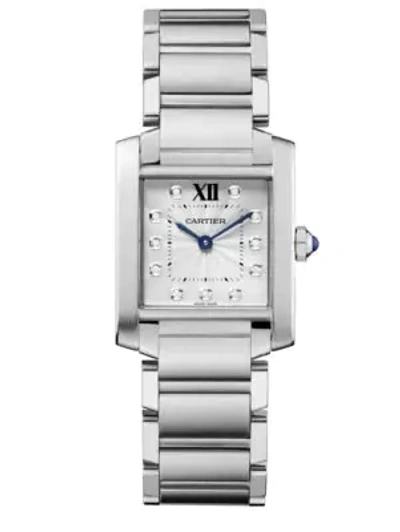Cartier Tank Francaise Medium Stainless Steel & Diamond Bracelet Watch In Silver