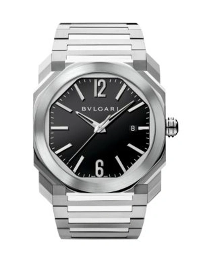 Bvlgari Octo Stainless Steel Bracelet Watch In Silver