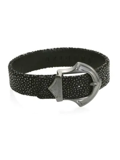 Stinghd Luxe Stingray Leather Bracelet In Dark Grey