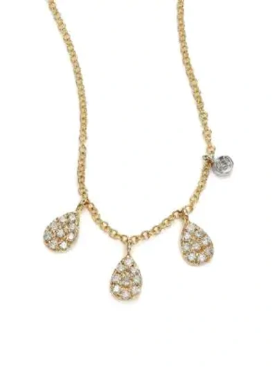Meira T Diamond & 14k Yellow Gold Pear Charm Necklace